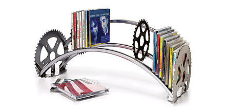 recycled bicycle CD rack