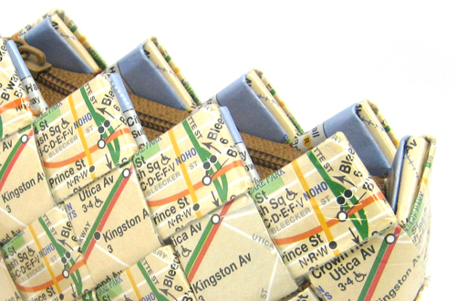 recycled subway map purse
