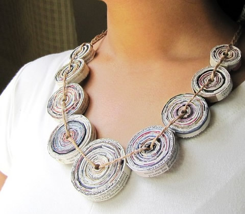 recycled paper necklace
