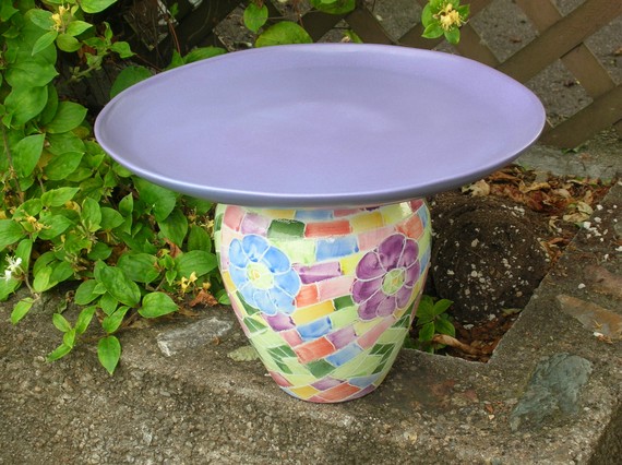 recycled porcelain birdbath