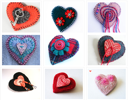 recycled wool felt hearts